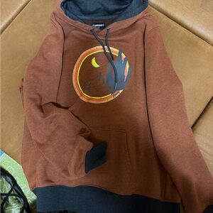 Hooey Rust and Charcoal Hoodie with Moon Graphic